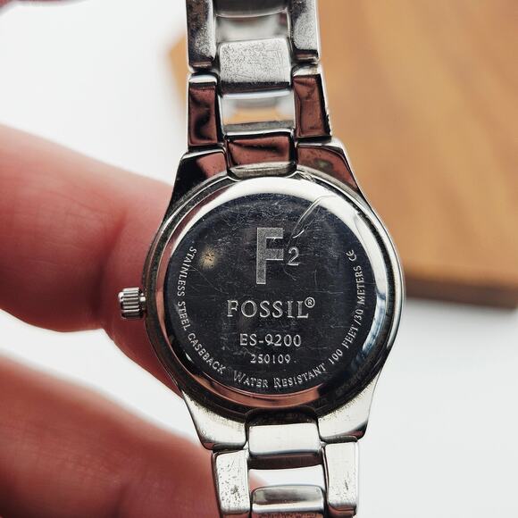 Fossil Silver Tone Purple Dial Watch Open Link Y2K Style Bracelet Band ES-9200 - Picture 6 of 9